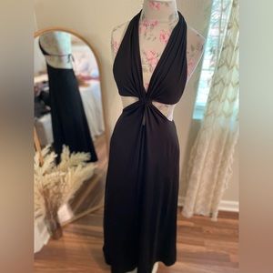 Black long dress stretchy